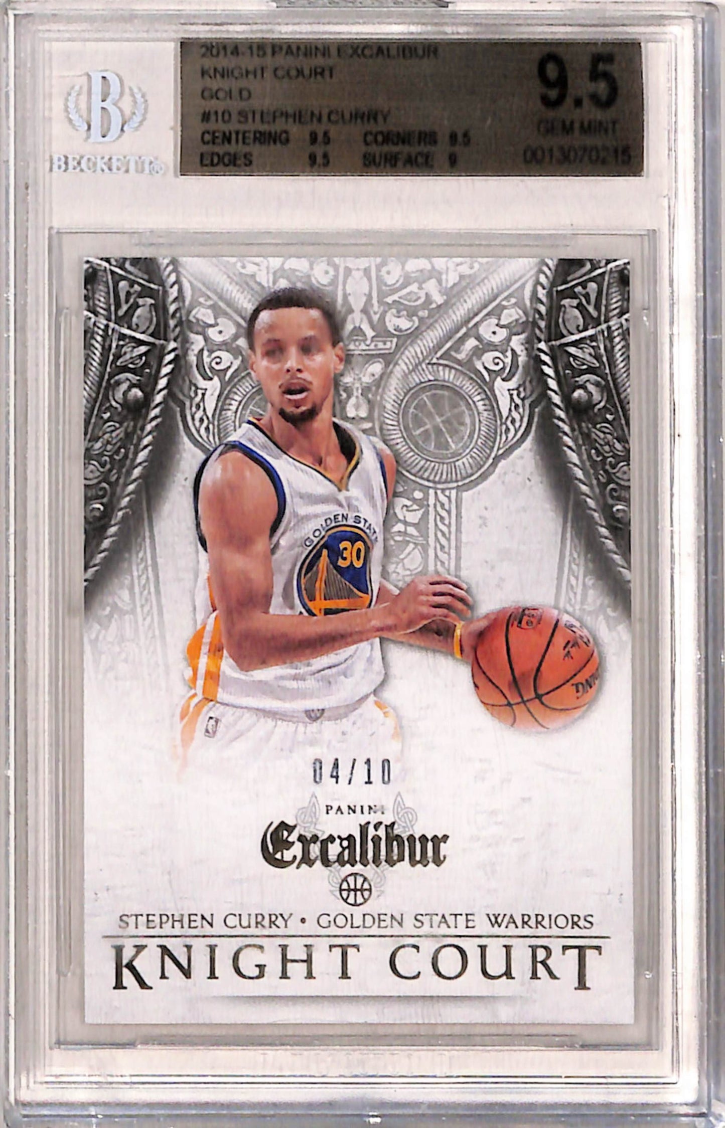 Steph Curry 2014 Panini Excalibur Knight Court Gold #4/10 BGS 9.5 Gem Mint