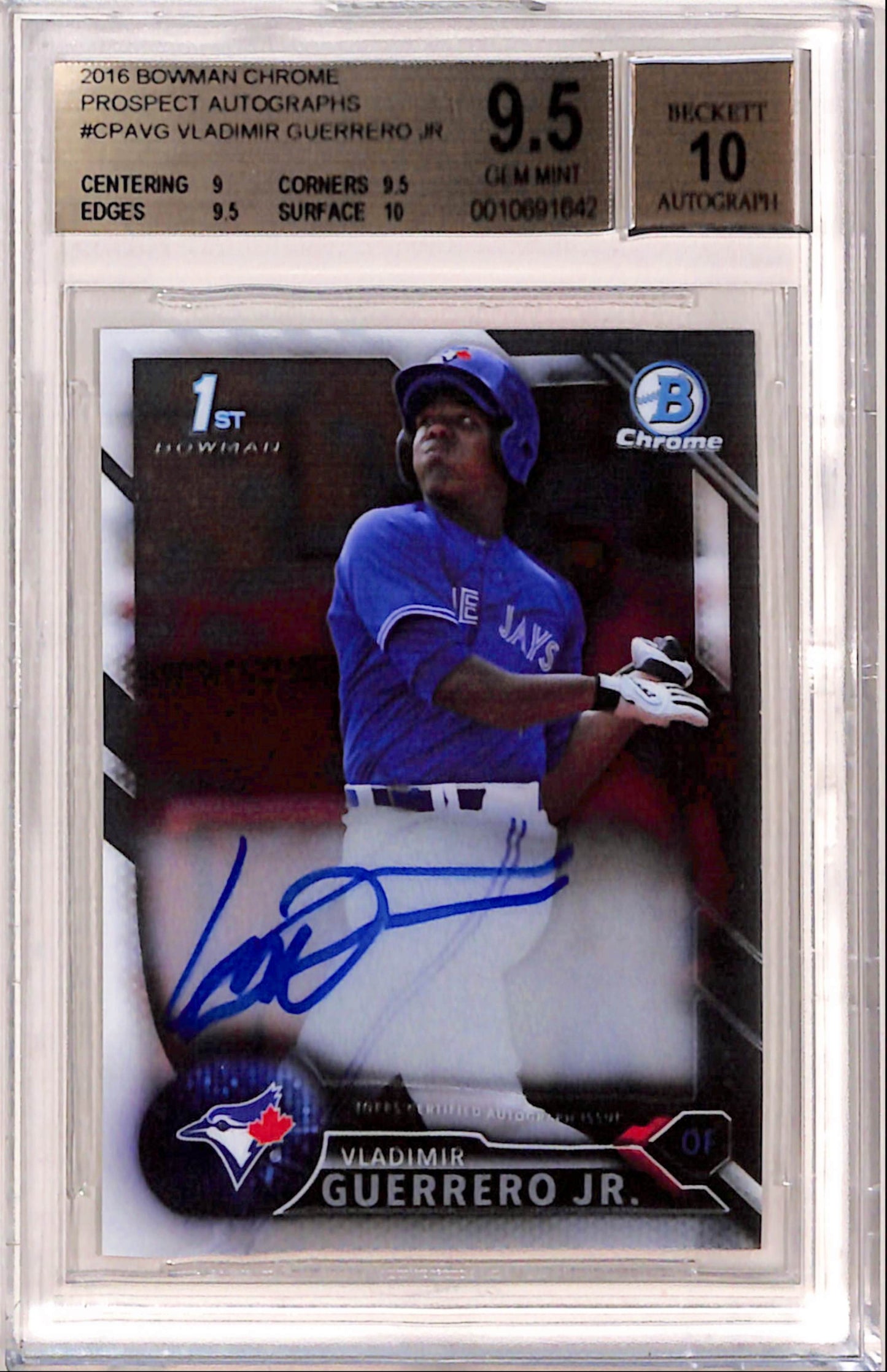 Vladimir Guerrero Jr. 2016 Bowman Chrome Auto BGS 9.5 Gem Mint