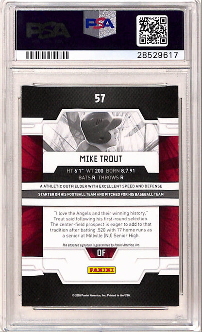 Mike Trout 2009 Donruss Elite Extra Edition Auto #217/495 PSA 8 Nm-Mint