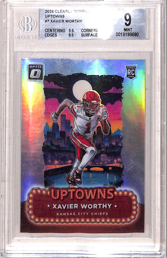 Xavier Worthy 2024 Donruss Optic Uptowns BGS 9 Mint