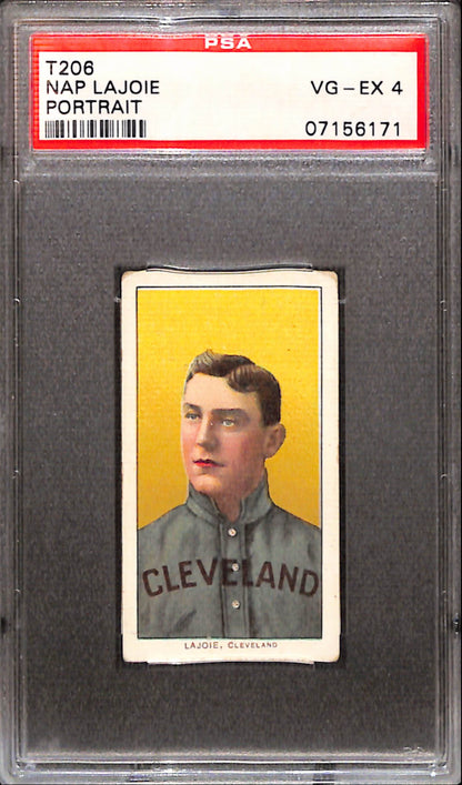 Nap Lajoie 1909 T206 Portrait Piedmont Back PSA 4 Vg-Ex