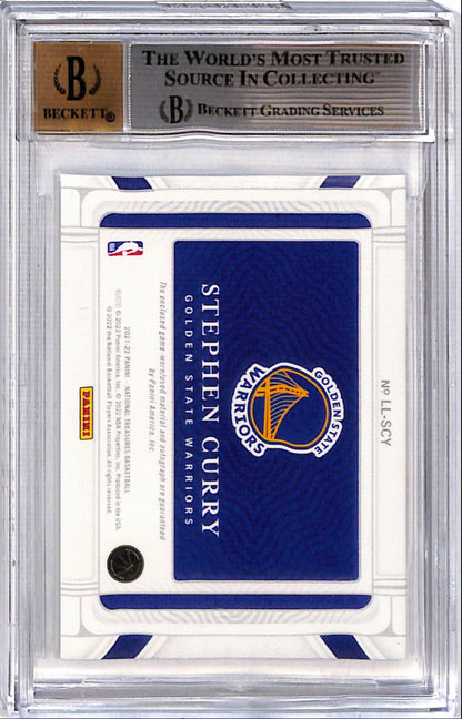 Stephen Curry 2021 National Treasures Lasting Legacies Gold Patch Auto #10/10 BGS 8 Auto 10