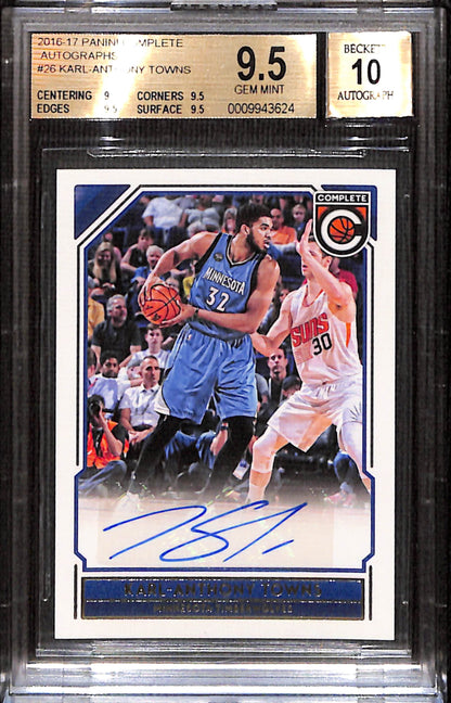 Karl-Anthony Towns 2016 Panini Complete Auto BGS 9.5 Auto 10