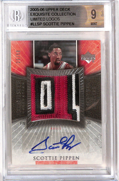 Scottie Pippen 2005 Upper Deck Exquisite Limited Logos Patch Auto #21/50 BGS 9 Mint