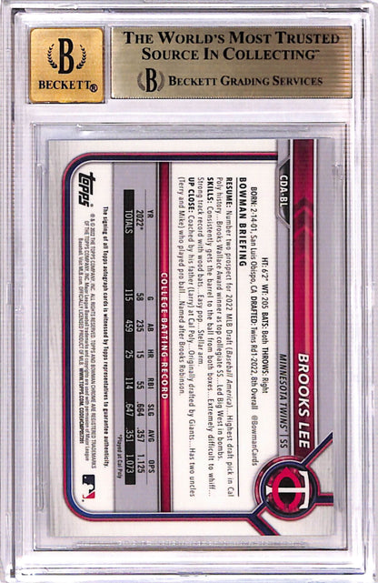Brooks Lee 2022 Bowman Chrome Blue Auto #60/150 BGS 9.5 Auto 10