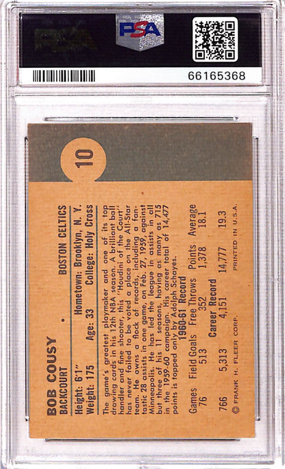 Bob Cousy 1961 Fleer #10 PSA 5 Ex