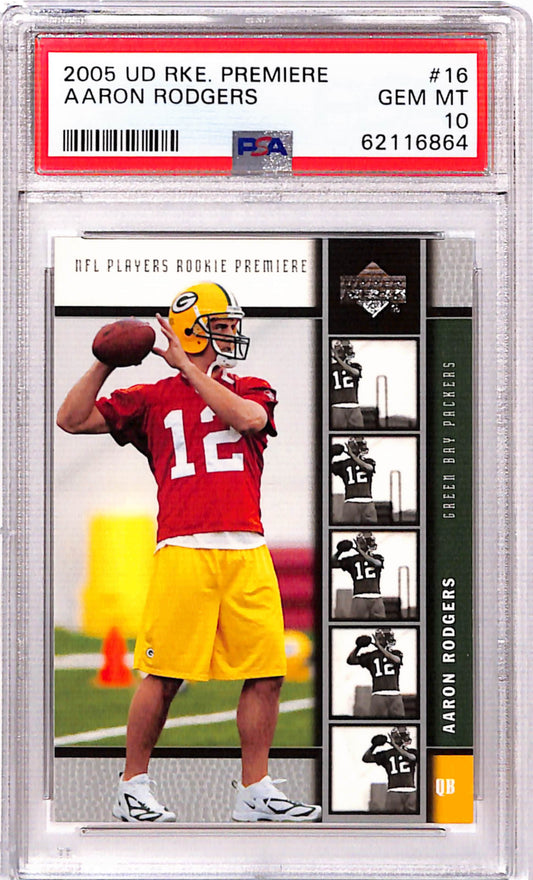 Aaron Rodgers 2005 Upper Deck Rookie Premiere #16 PSA 10 Gem Mint