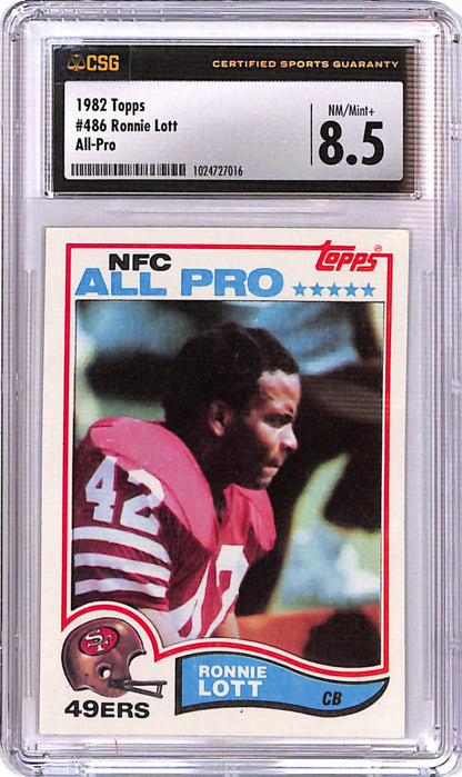 Ronnie Lott 1982 Topps Rookie #486 CSG 8.5 Nm-Mint+