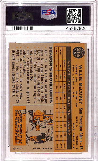 Willie McCovey 1960 Topps Rookie #316 PSA 7 Near Mint