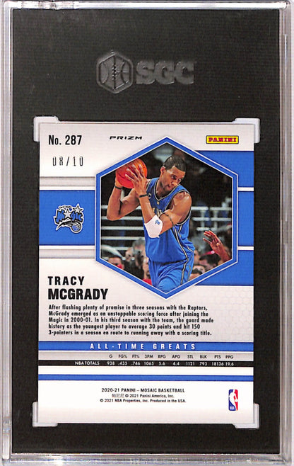 Tracy McGrady 2020 Panini Mosaic Fast Break Gold Prizm #8/10 SGC 9.5 Mint+
