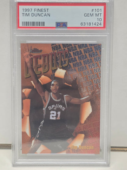 Tim Duncan 1997 Topps Finest Rookie #101 PSA 10 Gem Mint 1424