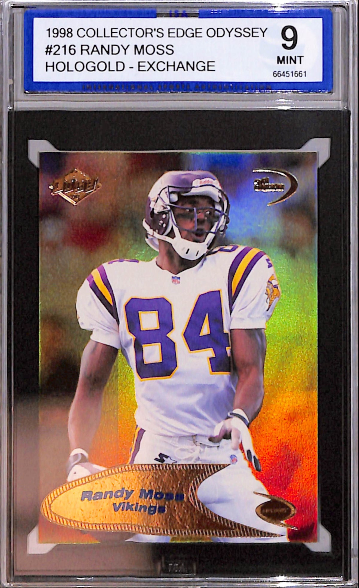 Randy Moss 1998 Collectors Edge Odyssey Rookie #216 Holo Gold ISA 9 Mint