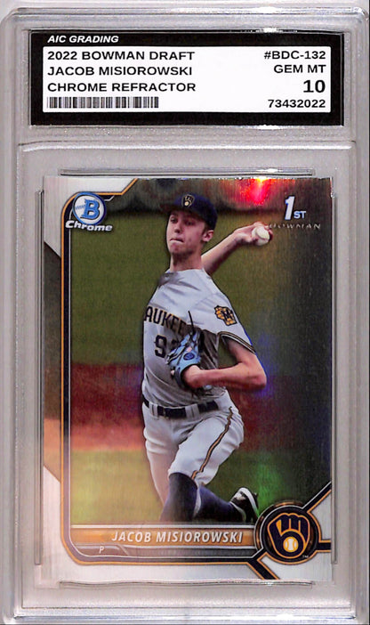 Jacob Misiorowski 2022 Bowman Chrome Draft Refractor AIC 10 Gem Mint