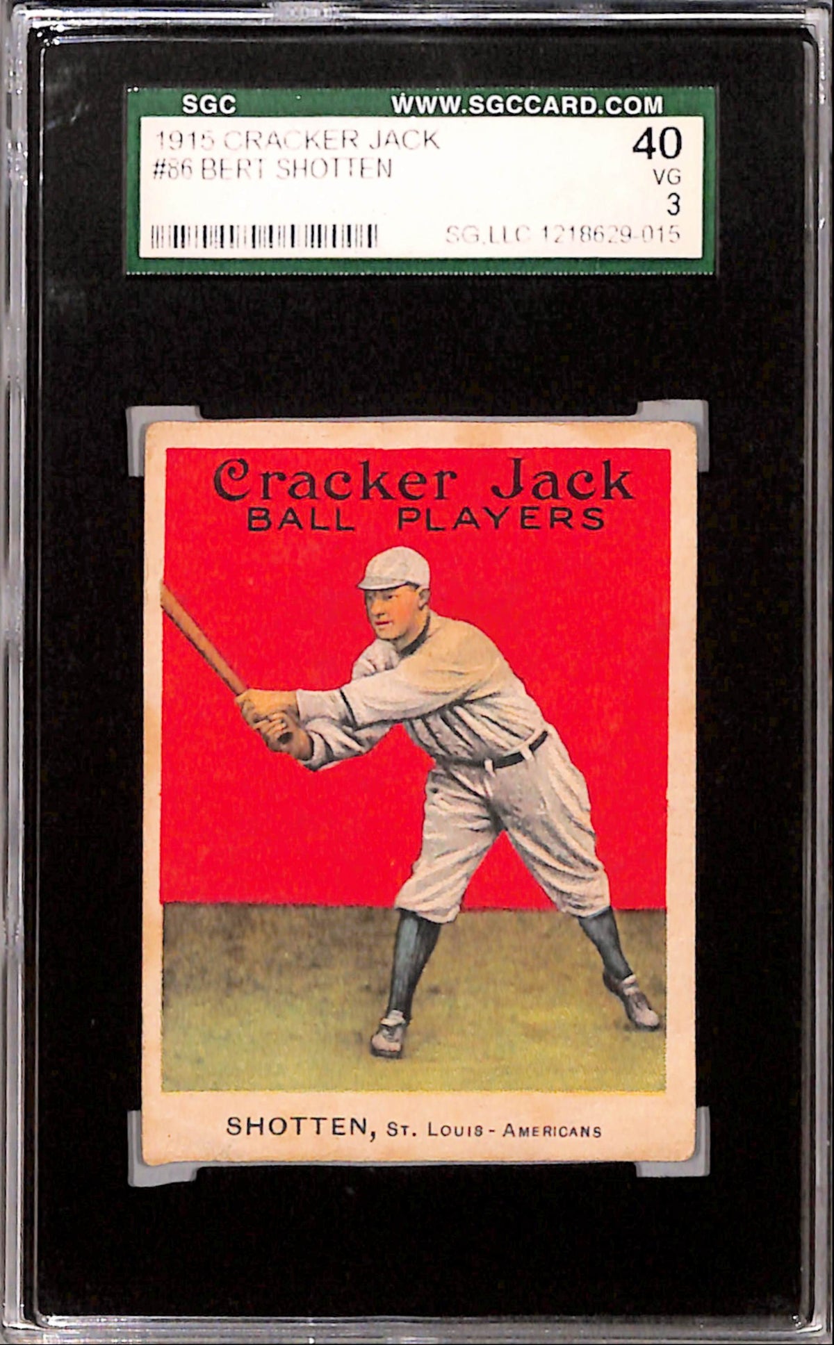 Bert Shotten 1915 Cracker Jack #86 SGC 3 Very Good