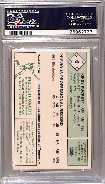 Kirby Puckett 1983 Fritsch Visalia Oaks Minor League Rookie PSA 10 Gem Mint