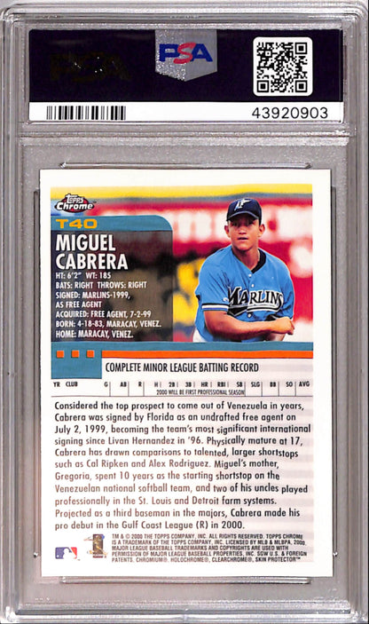 Miguel Cabrera 2000 Topps Chrome Traded Rookie #T40 PSA 10 Gem Mint