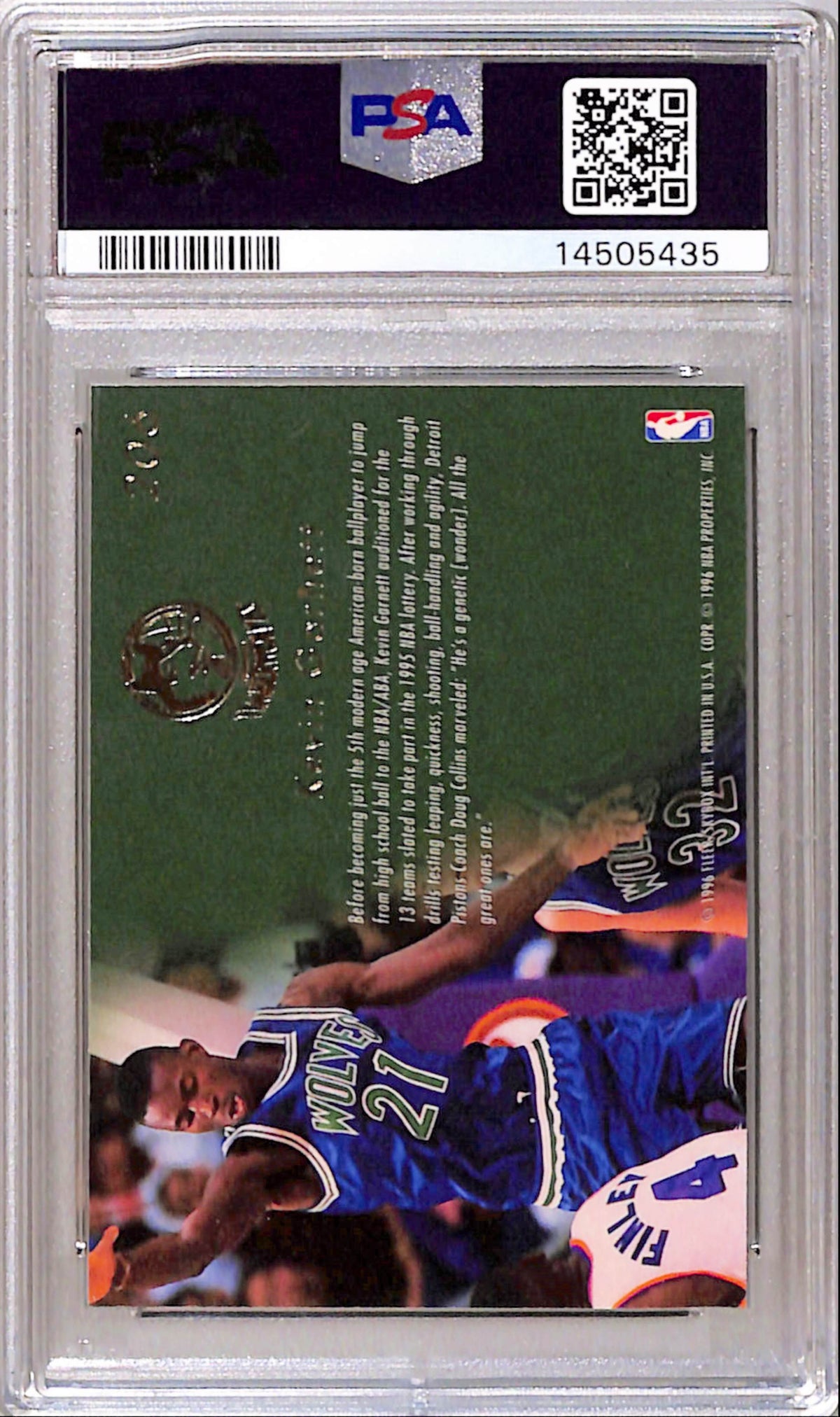 Kevin Garnett 1995 Flair Rookie #206 PSA 10 Gem Mint 5435