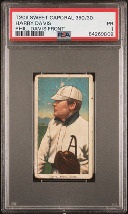 Harry Davis 1909-11 T206 Sweet Caporal 350/30 Phil., Davis Front PSA 1 Poor