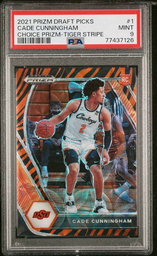 Cade Cunningham 2021 Panini Prizm Draft Picks #1 Choice Tiger Stripe PSA 9 Mint