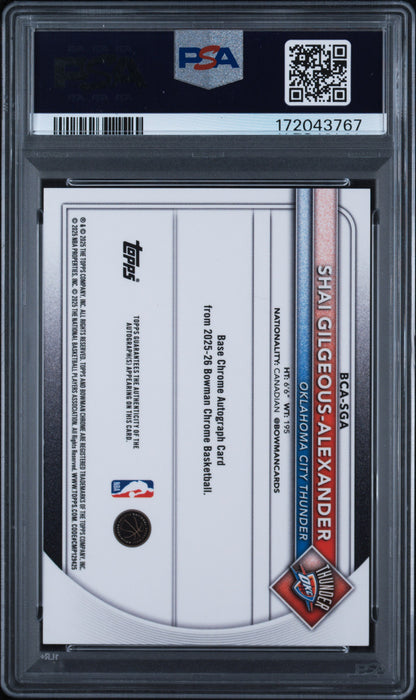 Shai Gilgeous-Alexander 2025 Bowman Chrome Red Geometric Auto #5/5 PSA 9 Auto 10