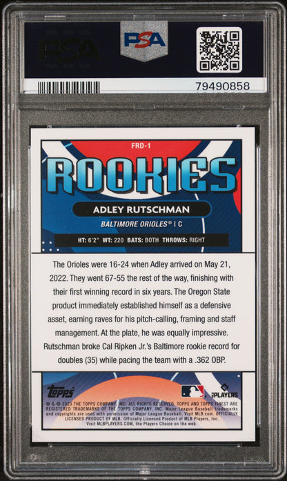 Adley Riutschman 2023 Topps Finest Design Variation Gold Mini Diamond #37/50 PSA 10 Gem Mint