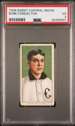 Bunk Congalton 1909-11 T206 Sweet Caporal 350/30 PSA 3 Very Good