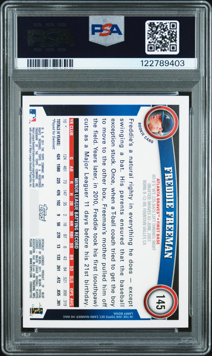 Freddie Freeman 2011 Topps Rookie #145 Diamond Anniversary PSA 10 Gem Mint 9403