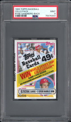 1983 Topps Baseball Cello Pack Ryne Sandberg on Back PSA 9 Mint