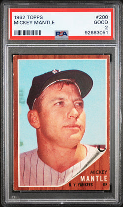 Mickey Mantle 1962 Topps #200 PSA 2 Good