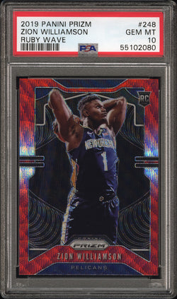 Zion Williamson 2019 Panini Prizm Ruby Wave #249 PSA 10 Gem Mint