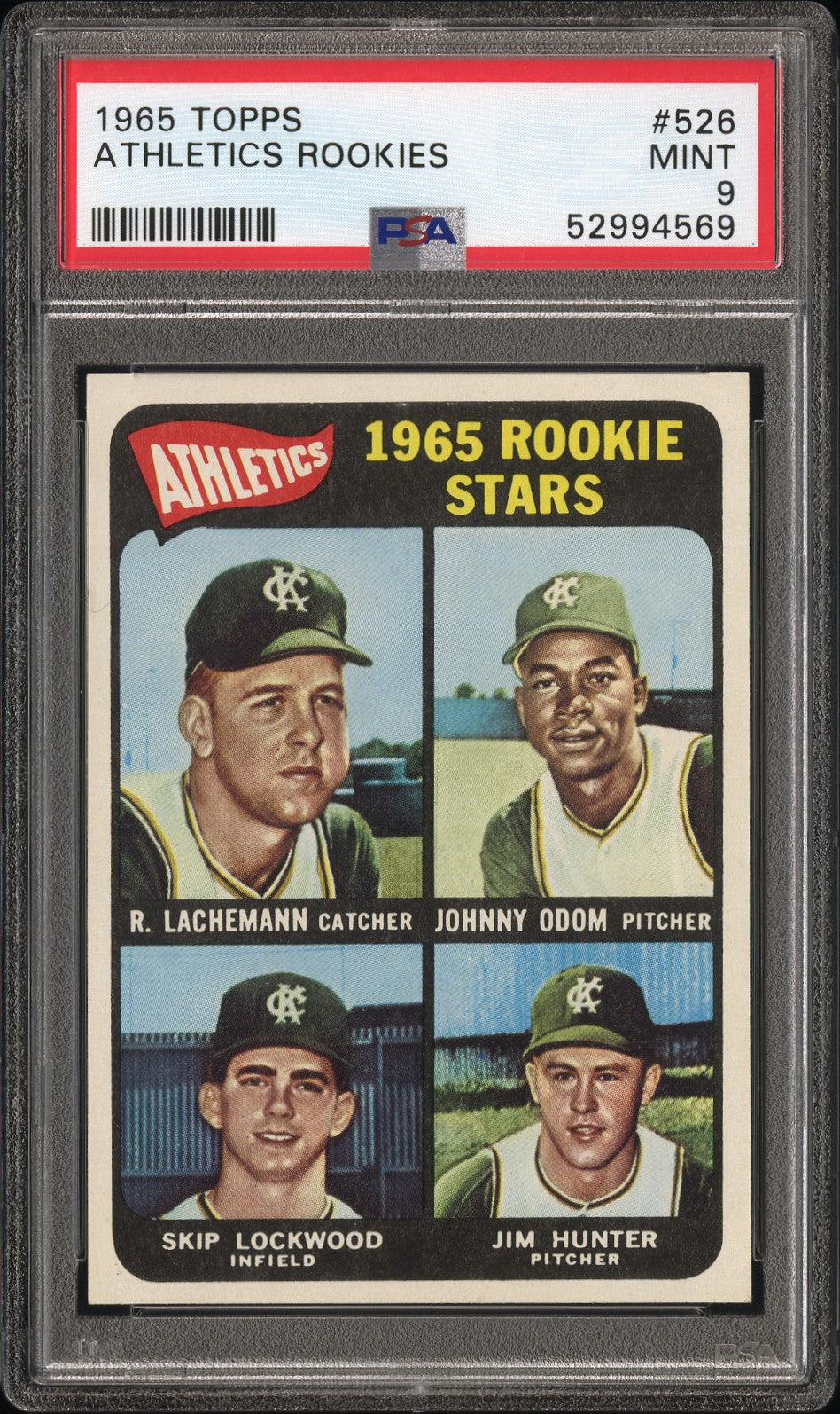 Jim Catfish Hunter 1965 Topps Rookie #526 PSA 9 Mint