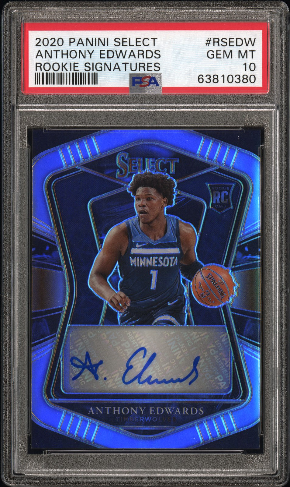 Anthony Edwards 2020 Panini Select Rookie Signatures Auto #200/249 PSA 10 Gem Mint