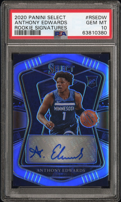 Anthony Edwards 2020 Panini Select Rookie Signatures Auto #200/249 PSA 10 Gem Mint