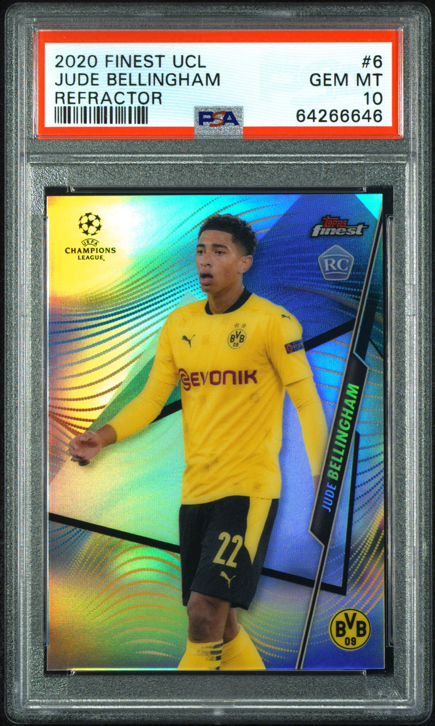 Jude Bellingham 2020 Finest Champions League #6 Refractor PSA 10 Gem Mint