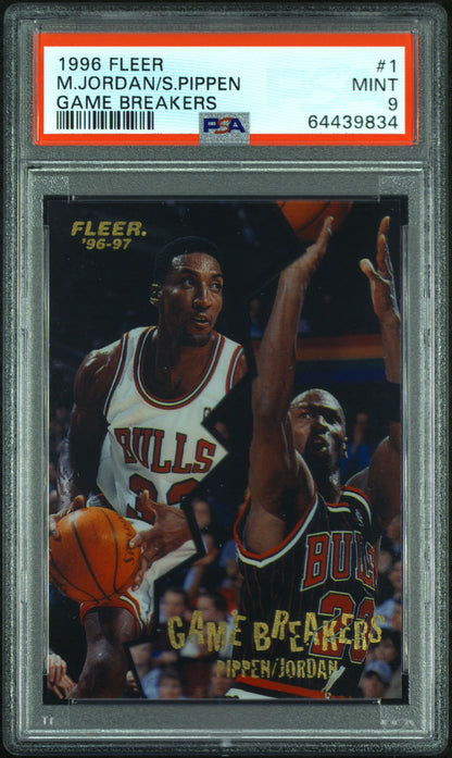 Michael Jordan/Scottie Pippen 1996 Fleer Game Breakers PSA 9 Mint
