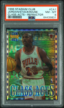 Michael Jordan/Jerry Stackhouse 1996 Stadium Club Class Acts Refractor PSA 8 Nm-Mint