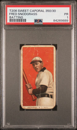 Fred Snodgrass 1909-11 T206 Sweet Caporal 350/30 Batting PSA 1 Poor