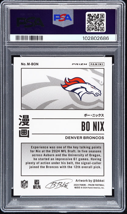 Bo Nix 2024 Panini Prizm Manga Rookie PSA 10 Gem Mint