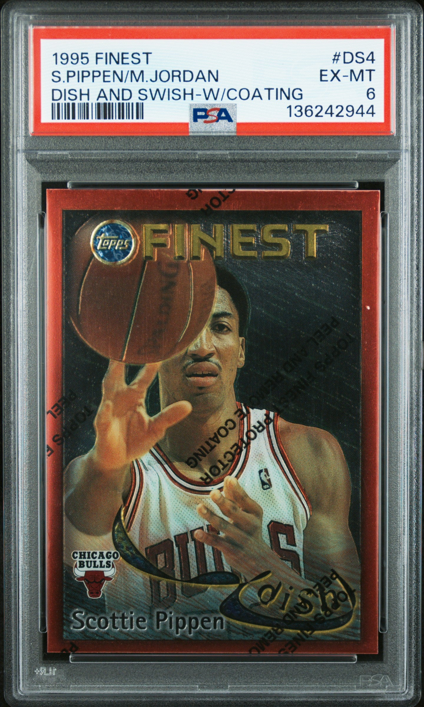 Michael Jordan + Scottie Pippen 1995 Topps Finest Swish and Dish PSA 6 Ex-Mint