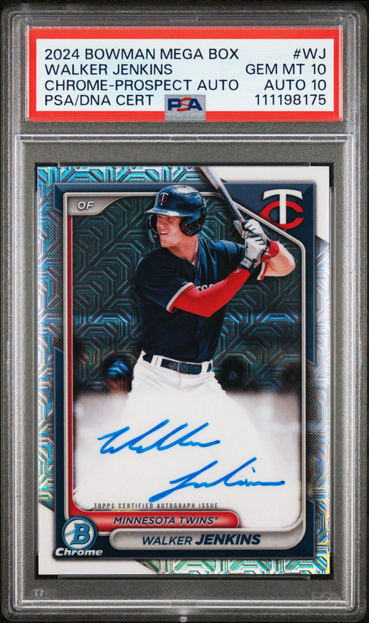 Walker Jenkins 2024 Bowman Chrome Mega Box Auto PSA 10 Auto 10