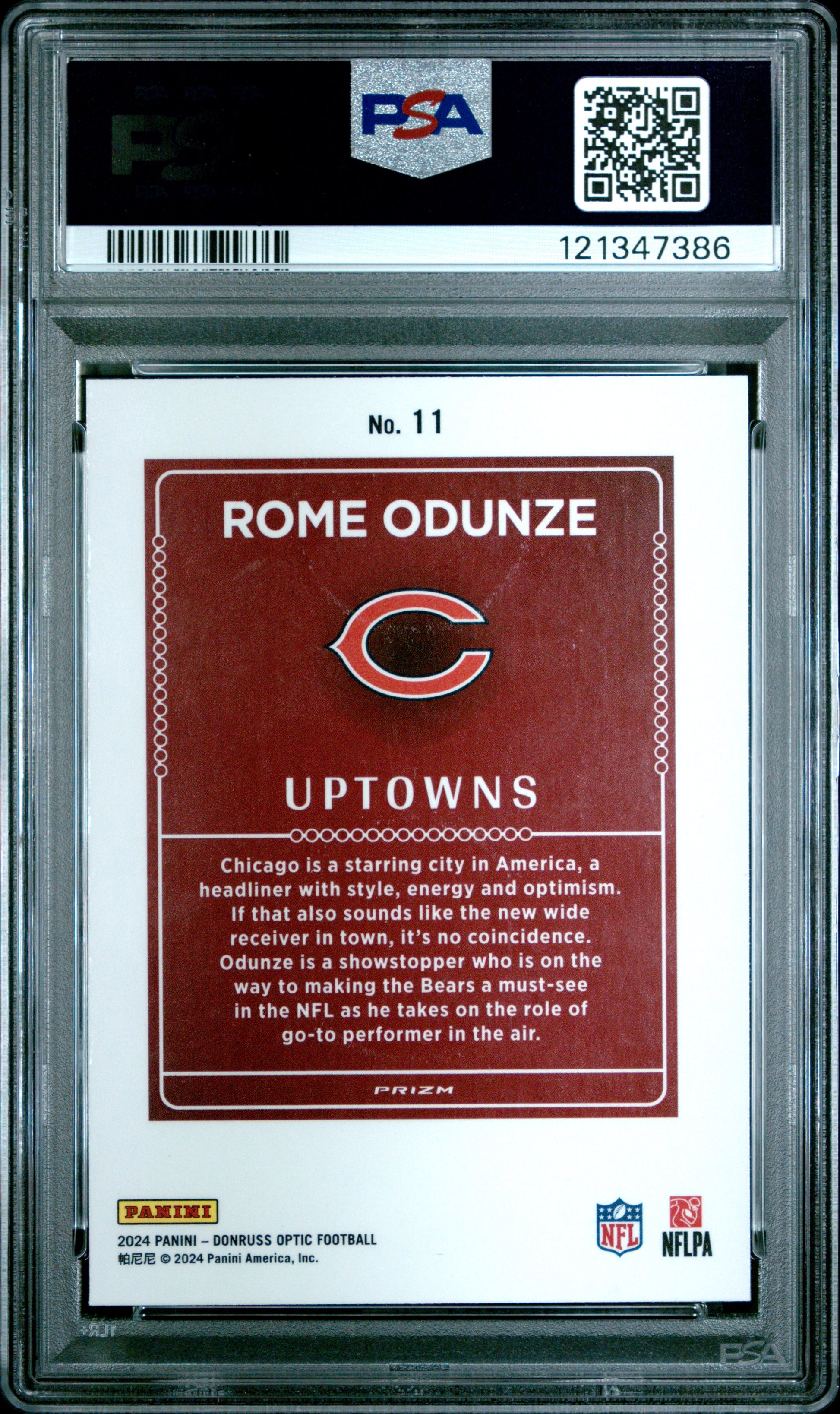 Rome Odunze 2024 Donruss Optic Uptowns PSA 8 Nm-Mint