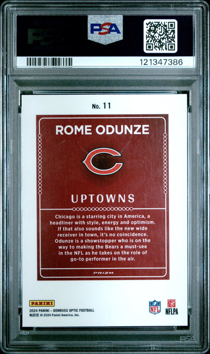 Rome Odunze 2024 Donruss Optic Uptowns PSA 8 Nm-Mint