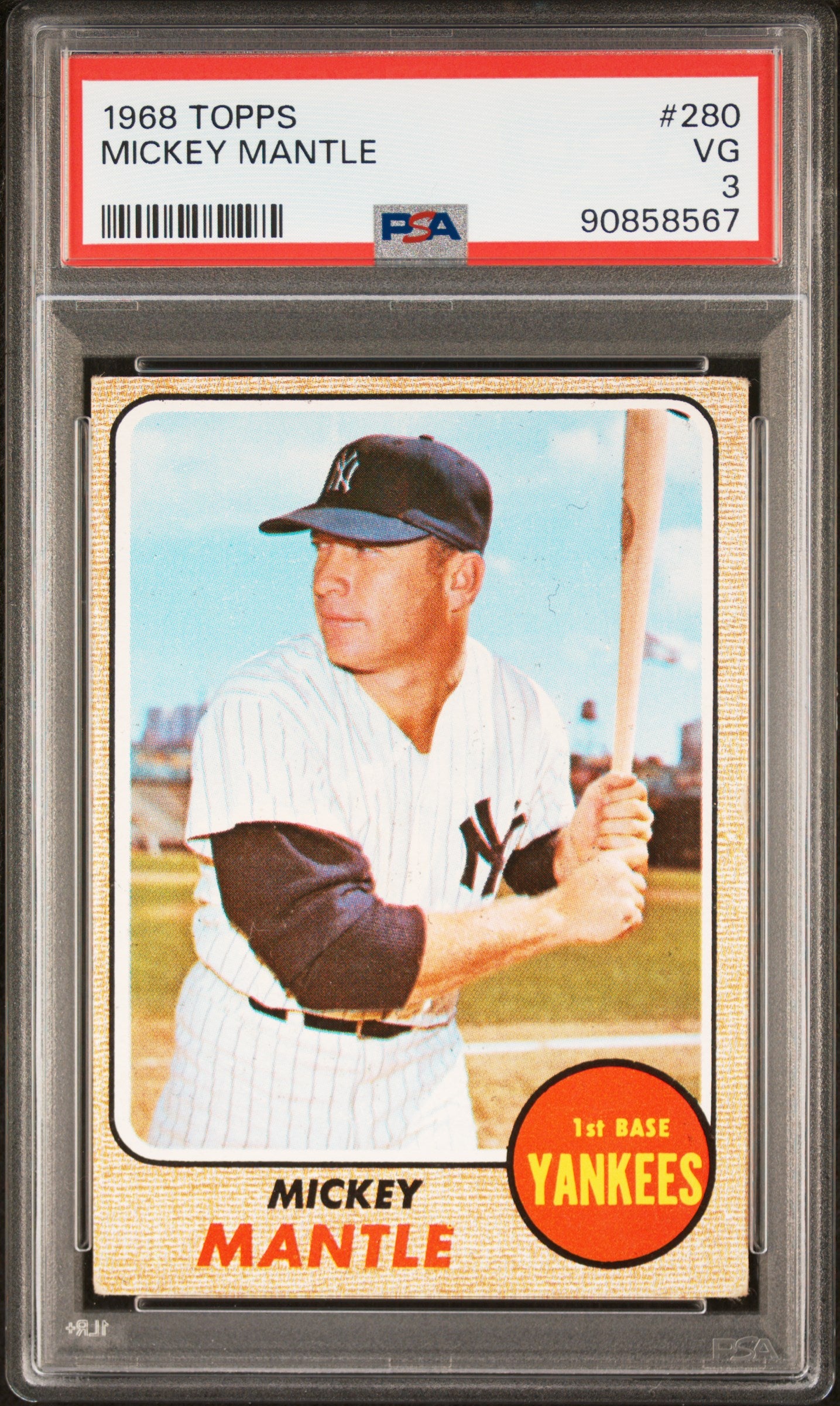 Mickey Mantle 1968 Topps #280 PSA 3 Very Good
