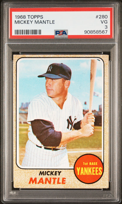 Mickey Mantle 1968 Topps #280 PSA 3 Very Good