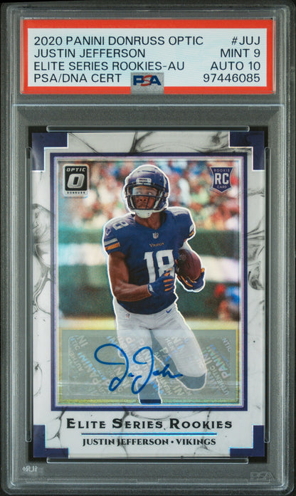 Justin Jefferson 2020 Donruss Optic Elite Series RC Autograph #11/25 PSA 9 Auto 10
