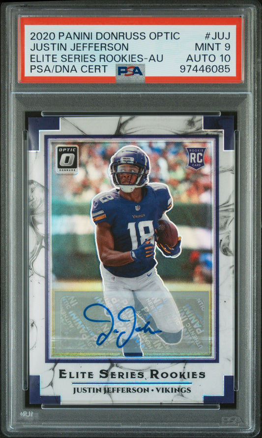 Justin Jefferson 2020 Donruss Optic Elite Series RC Autograph #11/25 PSA 9 Auto 10
