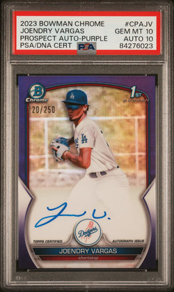 Joendry Vargas 2023 Bowman Chrome Purple Auto #120/250 PSA 10 Gem Mint