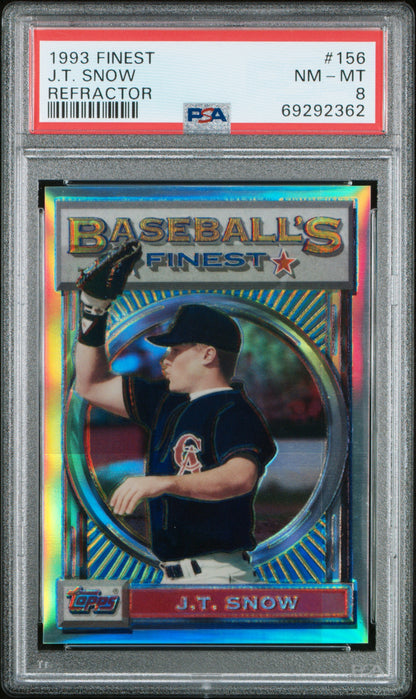 J.T. Snow 1993 Topps Finest Refractor #156 PSA 8 Nm-Mint