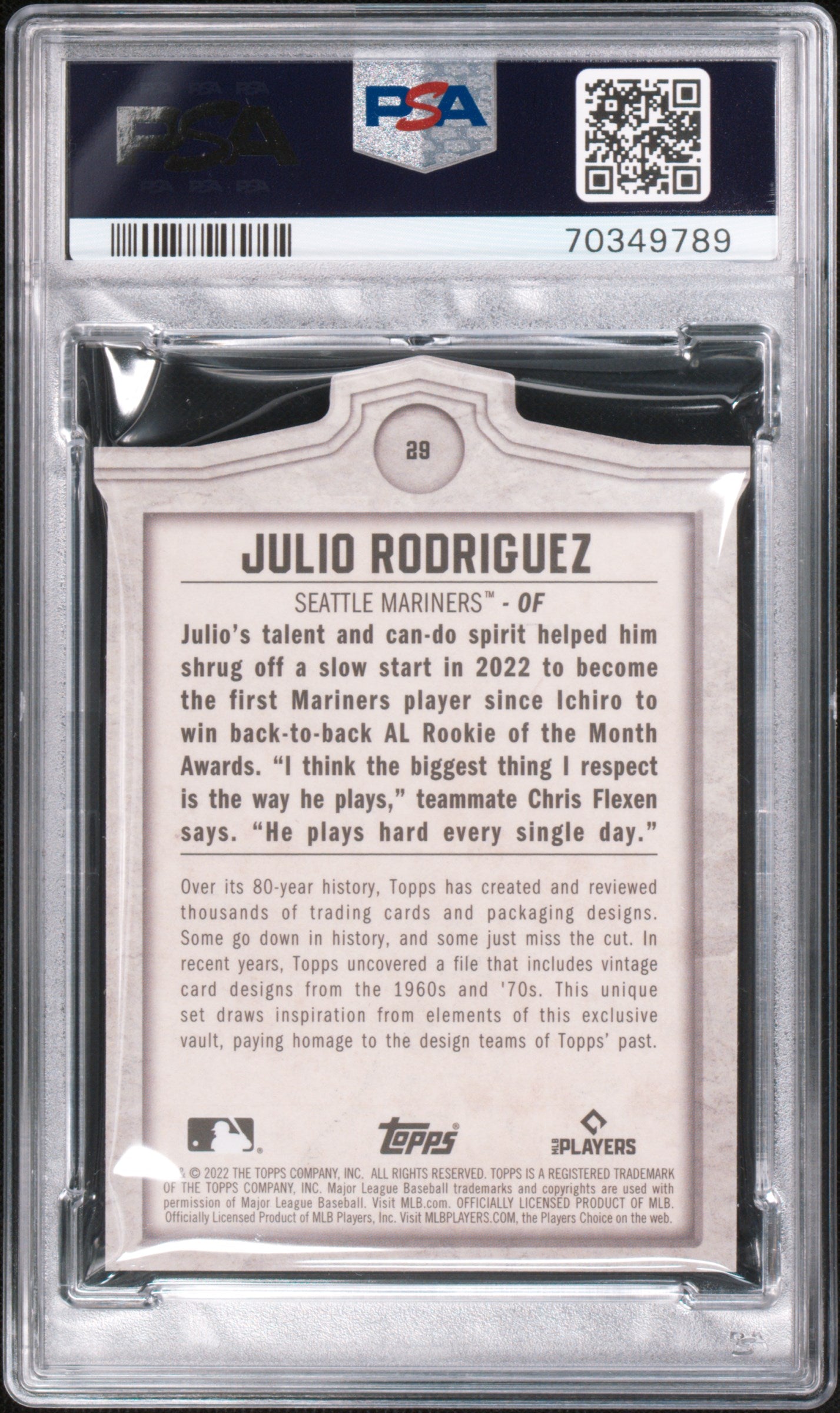 Julio Rodriguez 2022 Brooklyn Collection Bush Terminal Die-Cut #35/36 PSA 9 Mint