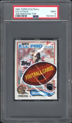 1982 Topps Football Cello Pack Joe Montana on Tops PSA 9 Mint